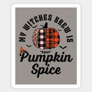 My Witches Brew Is Pumpkin Spice Halloween Plaid Leopard Sticker